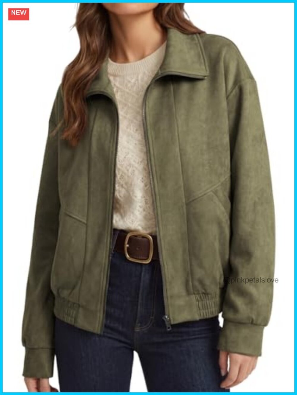 Faux Suede Long Sleeve Zip Up Casual Jacket Womens Warm Coat